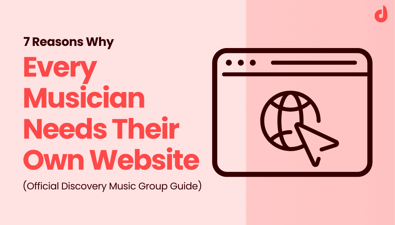 Illustration of a web browser with a globe and cursor icon representing musician websites