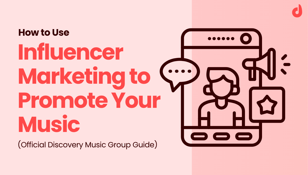 Illustration of a smartphone showing an influencer with a speech bubble and megaphone, representing influencer marketing