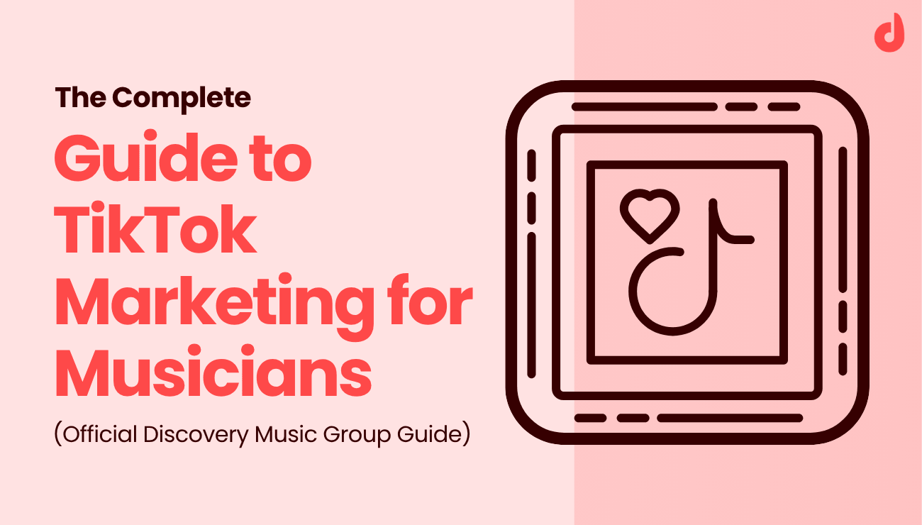 Illustration of a TikTok-style icon with a music note and heart inside a rounded square frame