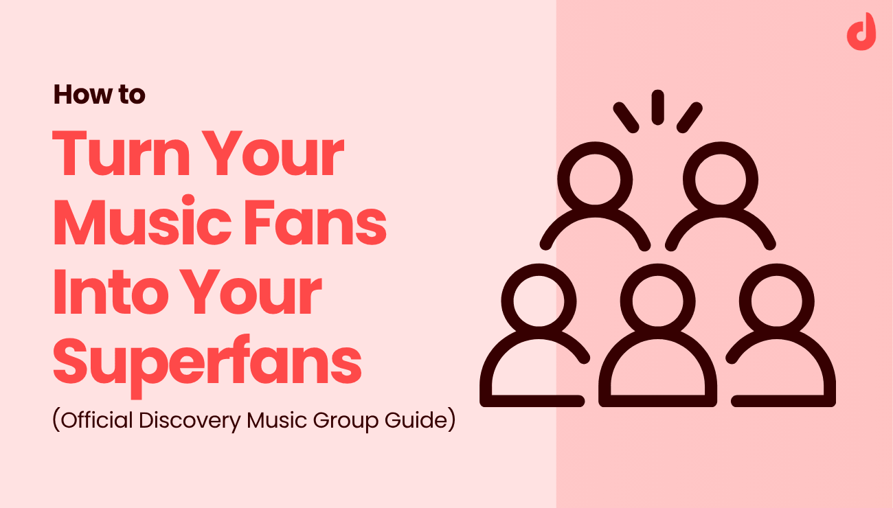 Illustration of a group of five people with one highlighted at the top, representing turning fans into superfans